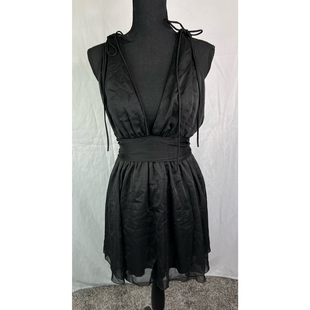 Lucy in the Sky Black Tie-Shoulder Mini Dress